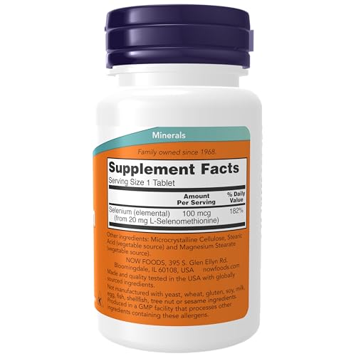 NOW Supplements Selenium 100 mcg, 100 Tablets