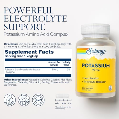 Solaray Potassium 99 mg - Heart & Electrolyte Support
