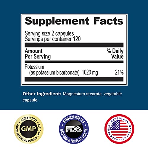 Potassium Supplement - 1020 mg, 120 Servings
