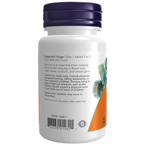 NOW Supplements Selenium 100 mcg, 100 Tablets
