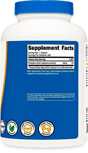 Potassium Citrate 99mg - 500 Capsules by Nutricost