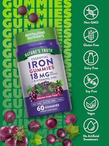 Nature's Truth Vegan Iron Gummies with Zinc, 60 Count