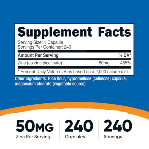 Zinc Picolinate 50mg - 240 Vegetarian Capsules