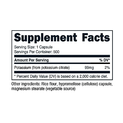 Potassium Citrate 99mg - 500 Capsules by Nutricost
