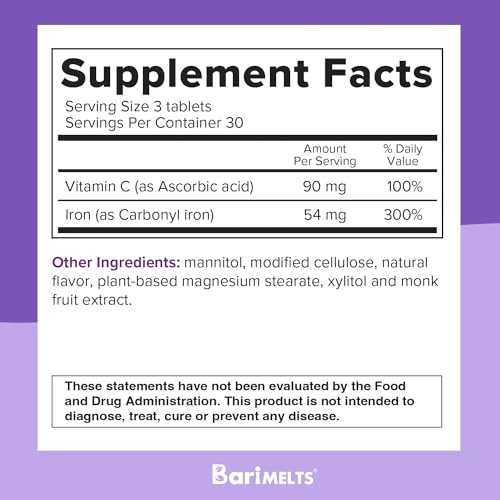 BariMelts Iron with Vitamin C - 90 Tablets