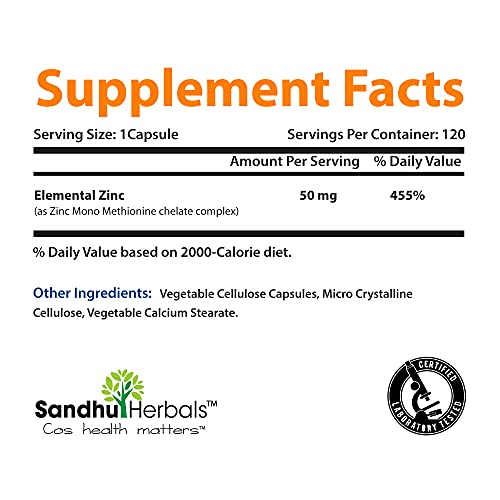 Zinc 50mg Vegetarian Capsules for Immune Support