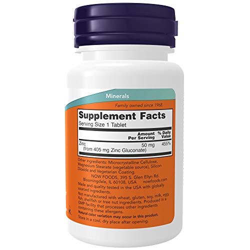 NOW Foods Zinc Gluconate 50 mg for Immune Support
