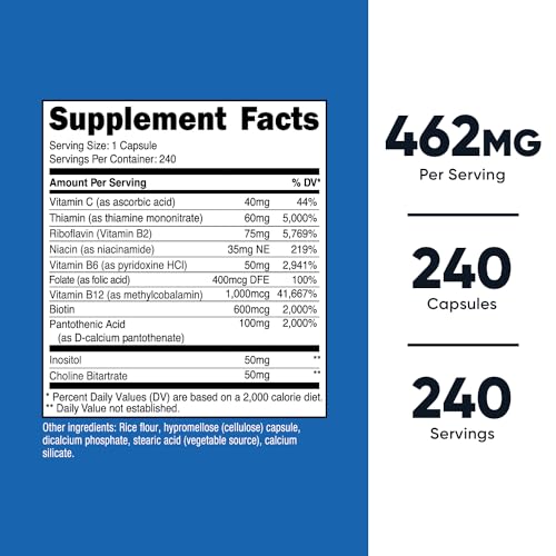 Nutricost Energy B Complex with Vitamin C 240 Capsules