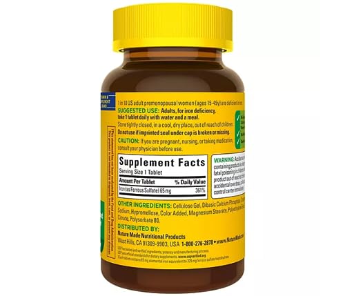 Nature Made Iron 65 mg Tablets for Blood Health