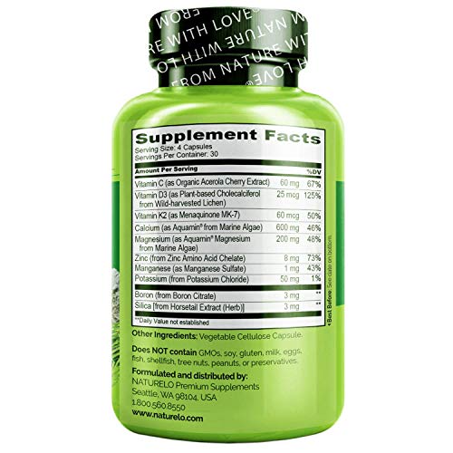 NATURELO Plant-Based Calcium Supplement with Vitamins