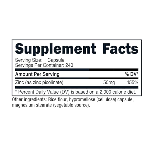 Zinc Picolinate 50mg - 240 Vegetarian Capsules