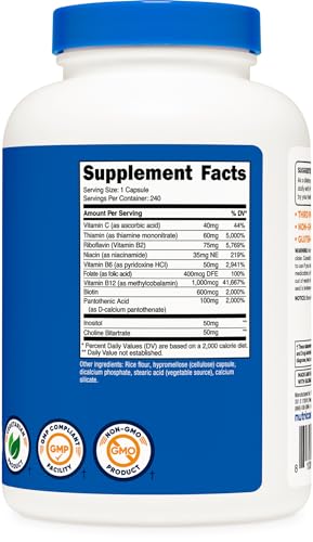 Nutricost Energy B Complex with Vitamin C 240 Capsules