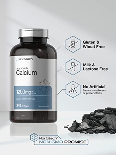 Horbäach Calcium 1200mg with Vitamin D3, 240 Softgels