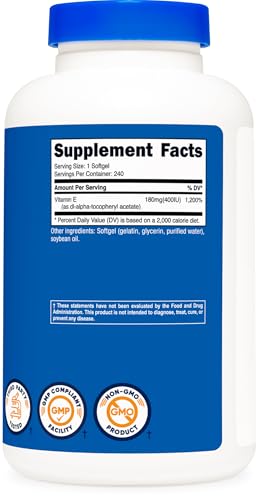 Nutricost 400 IU Vitamin E Softgel Capsules 240ct