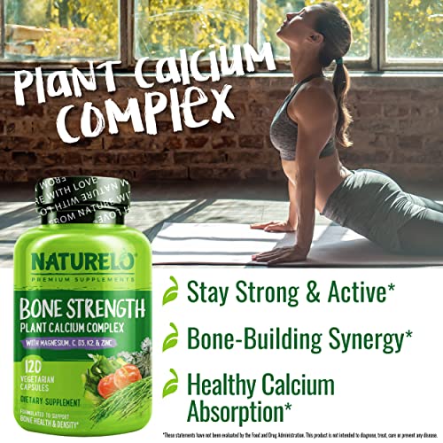 NATURELO Plant-Based Calcium Supplement with Vitamins