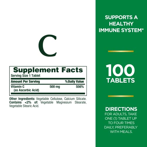 Nature's Bounty Vitamin C, 500mg, 100 Tablets