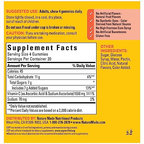 Nature Made 1000mg Vitamin C Gummies for Immunity