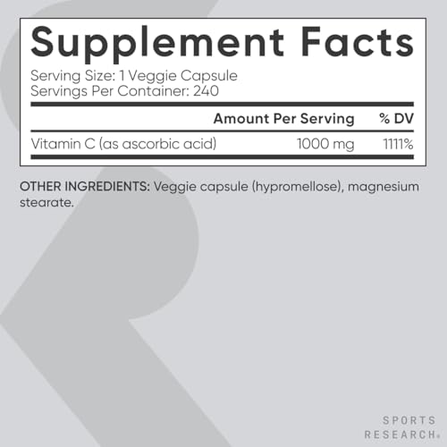 High Potency Vegan Vitamin C 1000mg Capsules