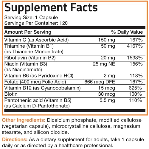 Bronson B Complex & Vitamin C Capsules - 120 Count