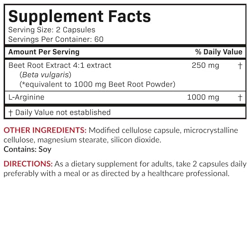 Beet Root & L-Arginine 2000 MG, 120 Capsules