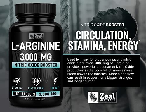 Zeal Naturals L-Arginine 3000mg Nitric Oxide Booster