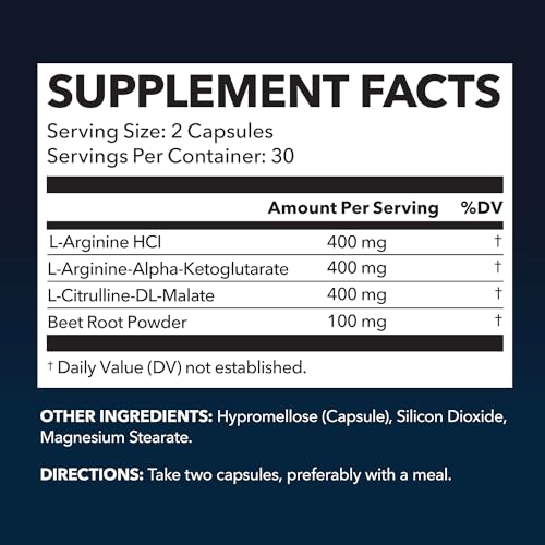 L-Arginine Capsules for Enhanced Performance – 60 Count