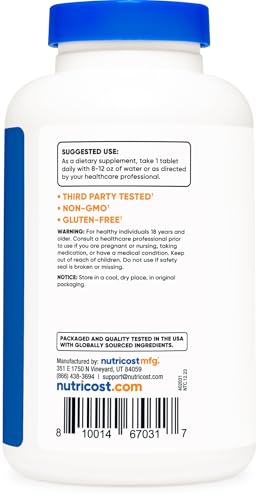 Nutricost L-Arginine 1000mg Amino Acid Tablets