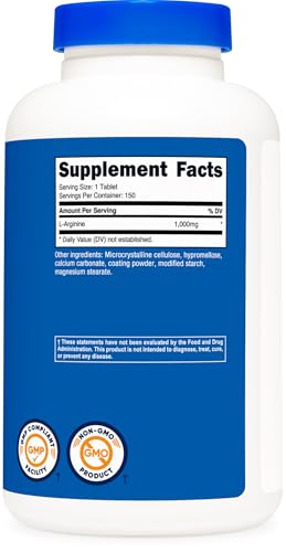 Nutricost L-Arginine 1000mg Amino Acid Tablets