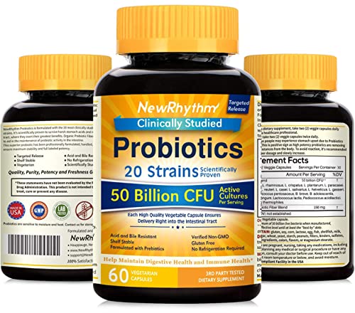 NewRhythm Probiotics 50 Billion CFU - 20 Strains