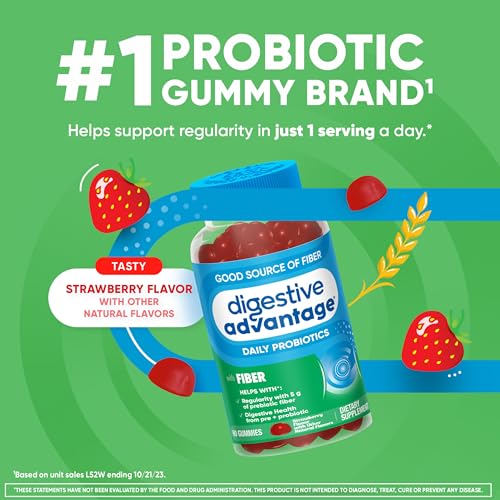 Digestive Advantage Prebiotic Fiber Gummies, 60ct Strawberry