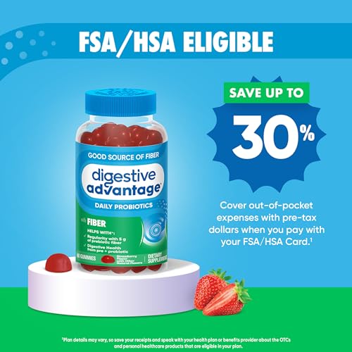 Digestive Advantage Prebiotic Fiber Gummies, 60ct Strawberry