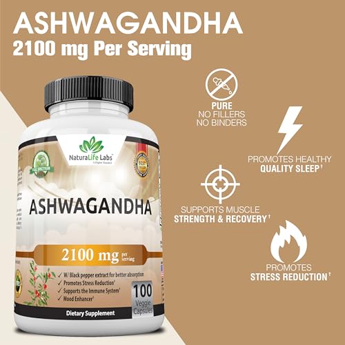 Organic Ashwagandha 2,100 mg - Stress Relief Capsules