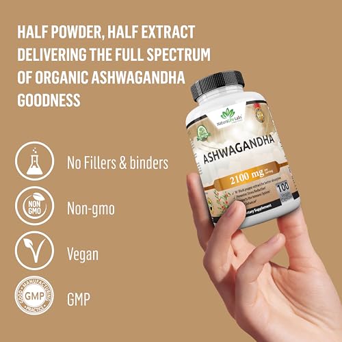 Organic Ashwagandha 2,100 mg - Stress Relief Capsules