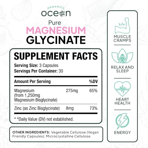 Ocean Pure Magnesium Glycinate with Zinc - 90 Capsules