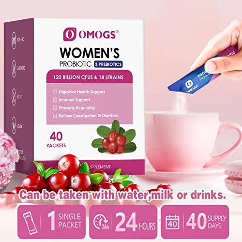OMOGS Women's Probiotic with Prebiotics and Cranberry Extract