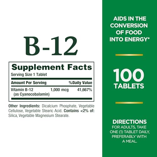 Nature's Bounty Vitamin B12 1000mcg, 100 Tablets