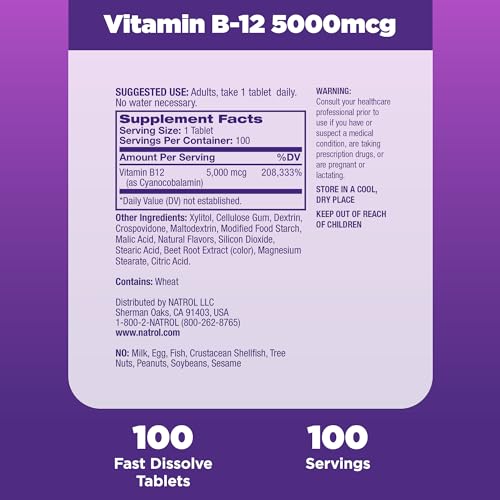 Natrol Vitamin B12 Fast Dissolve Energy Support Tablets