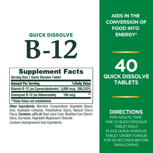 Nature's Bounty B12 Quick Dissolve Energy Support