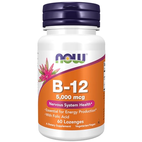 NOW Foods Vitamin B-12 5000 mcg Lozenges with Folic Acid