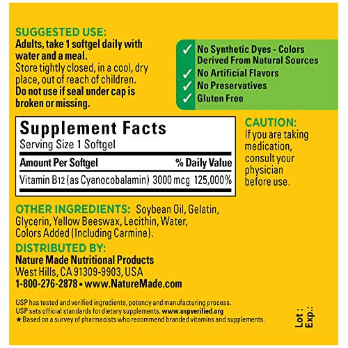 Nature Made Extra Strength B12 3000 mcg Softgels
