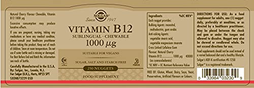Solgar Sublingual Vitamin B12 Nuggets 1000 mcg