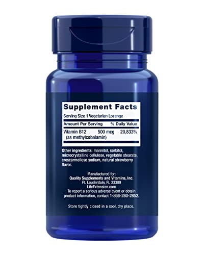 Life Extension B12 Methylcobalamin 500mcg Lozenges - 100 Count