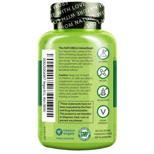NATURELO Vegan B12 with Organic Spirulina - 90 Capsules