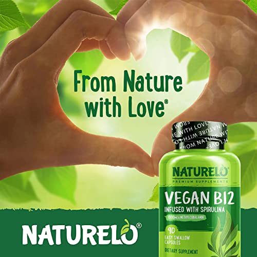 NATURELO Vegan B12 with Organic Spirulina - 90 Capsules
