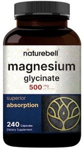 NatureBell 500mg Magnesium Glycinate Capsules, 240 Count