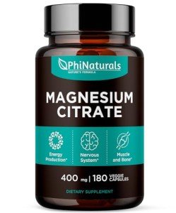 Magnesium Citrate Powder Capsules 400mg - Pure Non-GMO