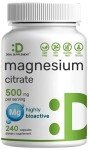 Magnesium Citrate 500mg Capsules for Muscle & Heart