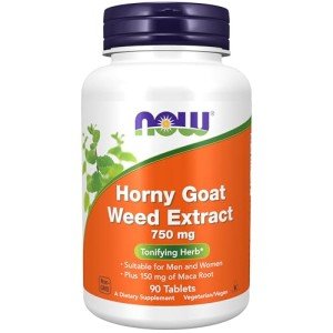 NOW Foods Horny Goat Weed 750mg, 90 Tablets