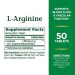 Nature's Bounty L-Arginine 1000 mg Tablets, 50 Count