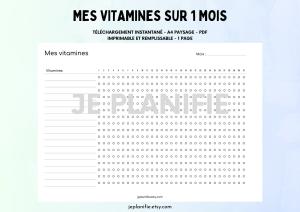 1-Month Vitamin Tracking PDF - Fillable & Printable